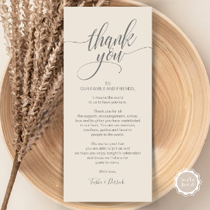 Rehearsal Dinner Thank you Place Setting Card