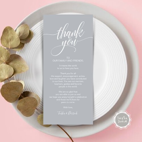 Rehearsal Dinner Thank you Place Setting Card