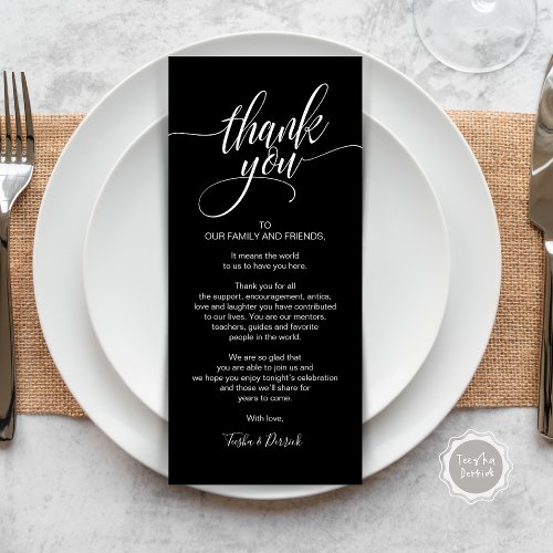 Rehearsal Dinner Thank you Place Setting Card