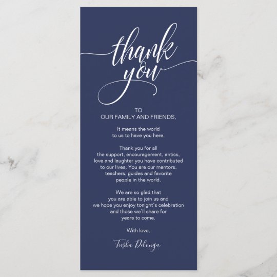 Rehearsal Dinner Thank you Place Setting Card