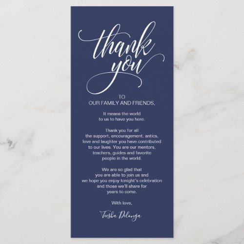 Rehearsal Dinner Thank you Place Setting Card
