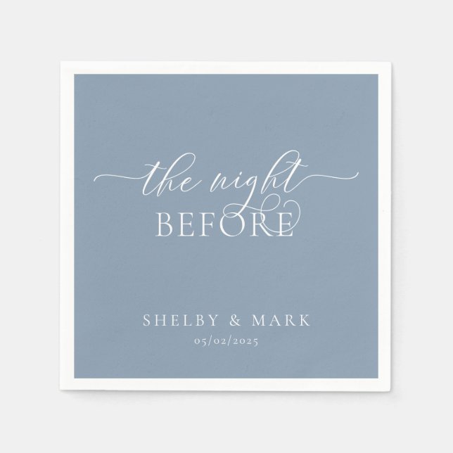 Rehearsal Dinner, The Night Before in Dusty Blue Napkins (Front)