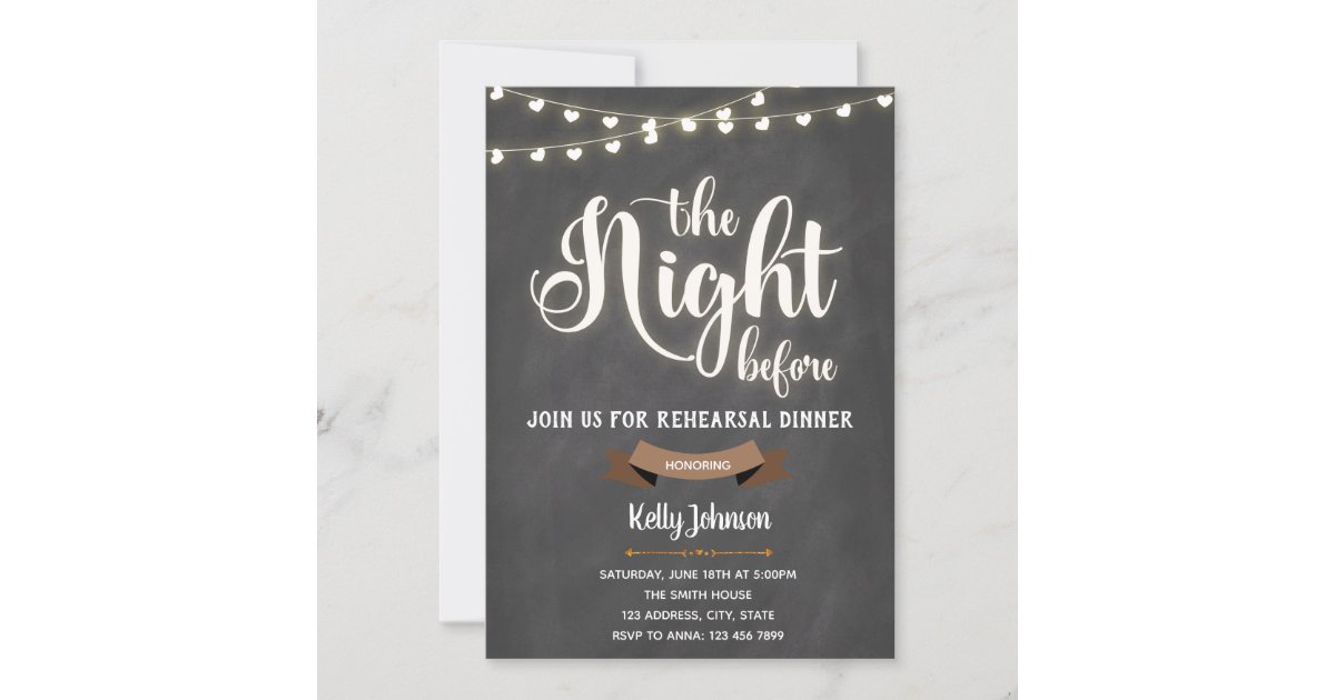 Rehearsal dinner the night before invitation Zazzle