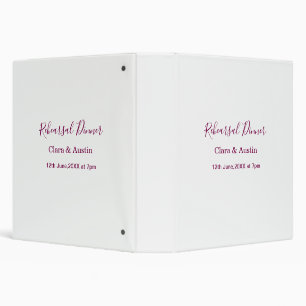 Rehearsal dinner the night before simple minimal m 3 ring binder