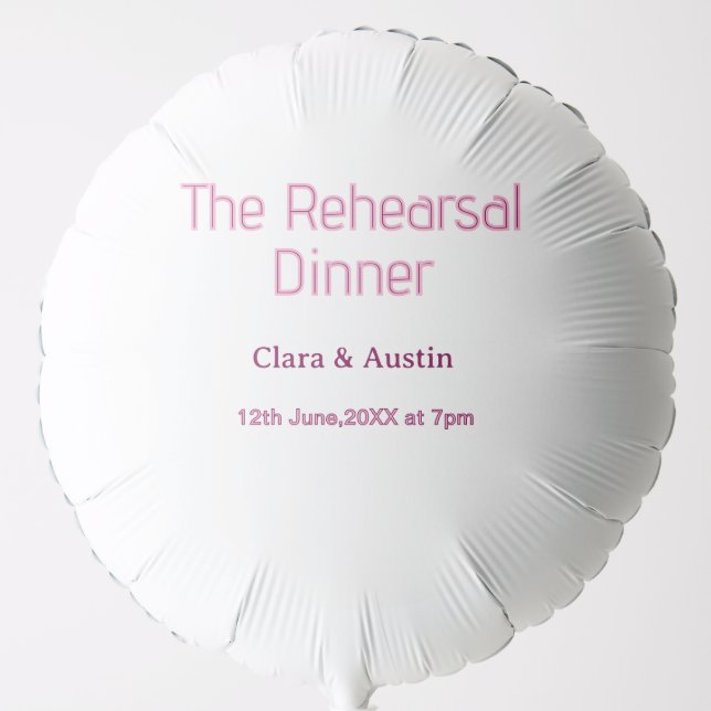 Rehearsal dinner the night before simple minimal m balloon (Front)