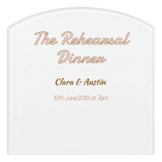 Rehearsal dinner the night before simple minimal m door sign