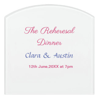 Rehearsal dinner the night before simple minimal m door sign