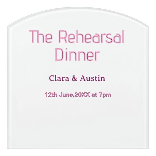 Rehearsal dinner the night before simple minimal m door sign