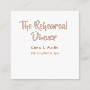 Rehearsal dinner the night before simple minimal m enclosure card