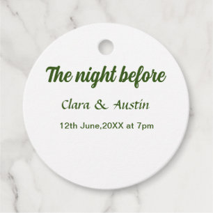 Rehearsal dinner the night before simple minimal m favor tags