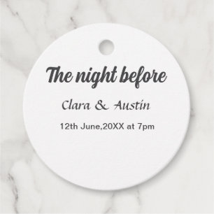 Rehearsal dinner the night before simple minimal m favor tags