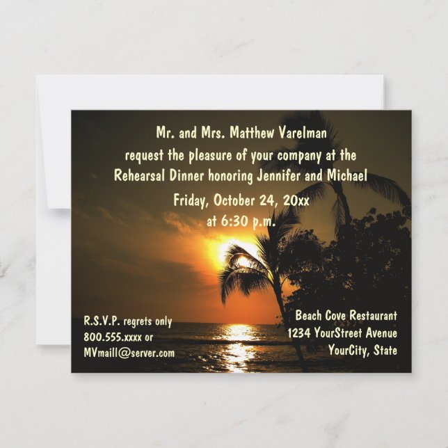 Rehearsal Dinner Tropical Sunset Invitation (Front)