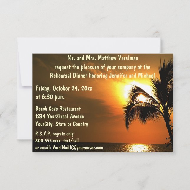 Rehearsal Dinner Tropical Sunset Invitation (Front)