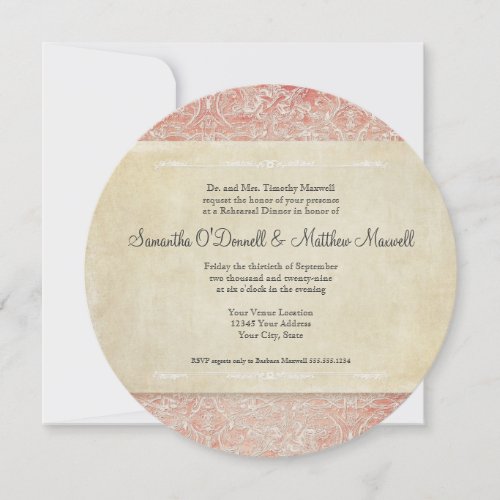 Rehearsal Dinner Vintage French Regency Lace Invitation
