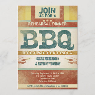 rehearsal dinner vintage unique bbq invitations