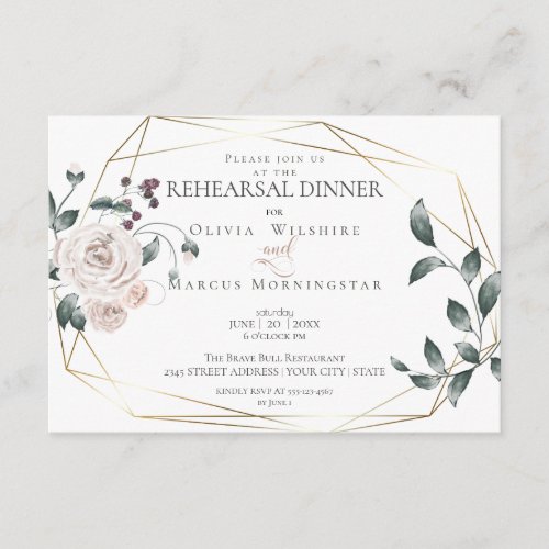 Rehearsal Dinner     Watercolor Blush Rose Floral Enclosure Card