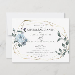 Rehearsal Dinner Watercolor Dusty Blue Floral Save The Date