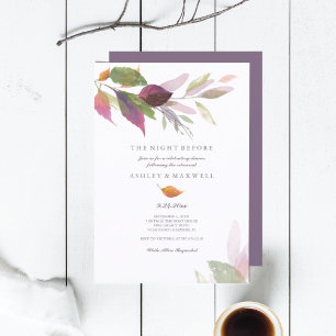 Rehearsal Dinner Watercolor Fall Leaves Invitation