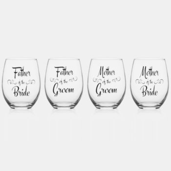 Rehearsal Dinner Wedding Couple Family Gift Stemless Wine Glass by BridalSuite at Zazzle