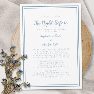 Rehearsal Dinner Wedding Night Before Dusty Blue Invitation