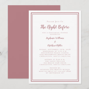 Rehearsal Dinner Wedding Night Before Dusty Rose Invitation