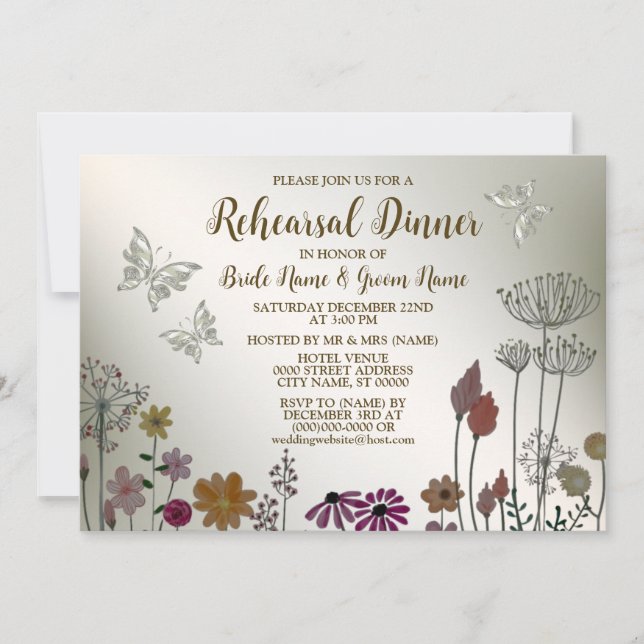 Rehearsal Dinner Wedding Party Colorful Flowers Invitation (Front)