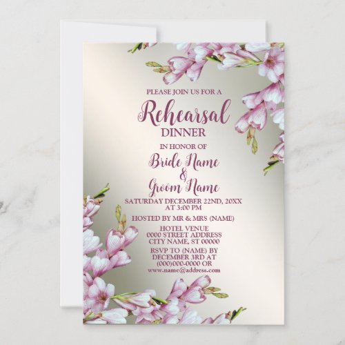 Rehearsal Dinner Wedding Party Pink White Floral Invitation