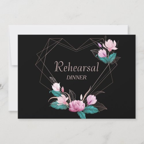 Rehearsal Dinner WeddingPink Floral Geometric Invitation