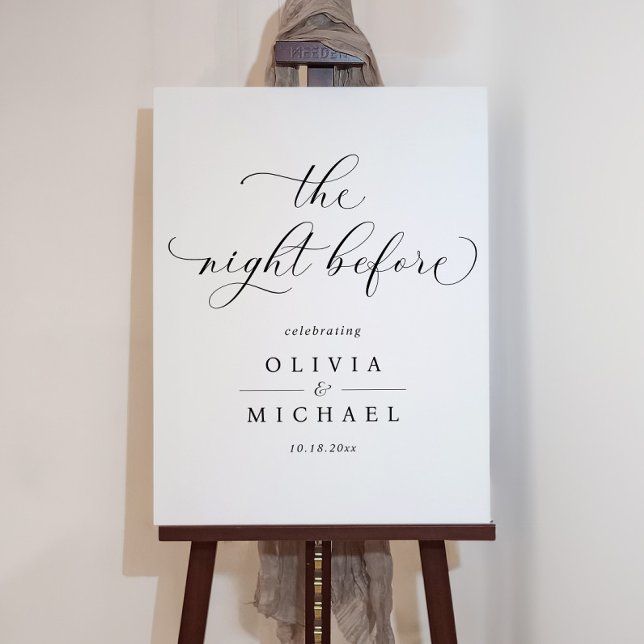 Rehearsal Dinner Wedding Welcome Sign (Rehearsal dinner welcome sign poster. The night before elegant luxury calligraphy)
