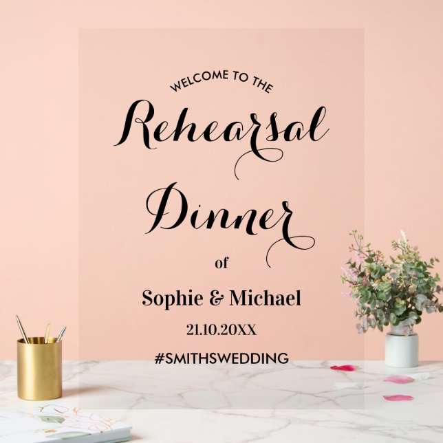 Rehearsal Dinner Welcome Elegant Wedding Acrylic Sign (Wedding)