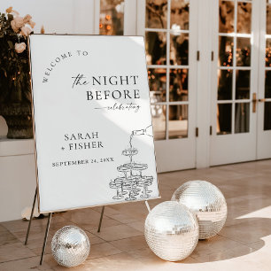 Rehearsal Dinner Welcome Sign, Champagne 24x36" Foam Board