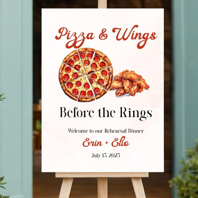Rehearsal Dinner Welcome Sign Pizza and Wings Befo (Creator Uploaded)