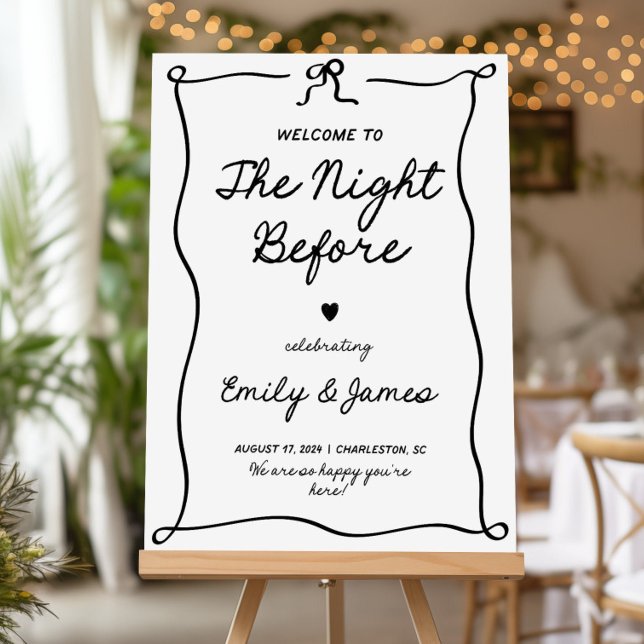 Rehearsal Dinner Welcome Sign, The Night Before Foam Board (Creator Uploaded)