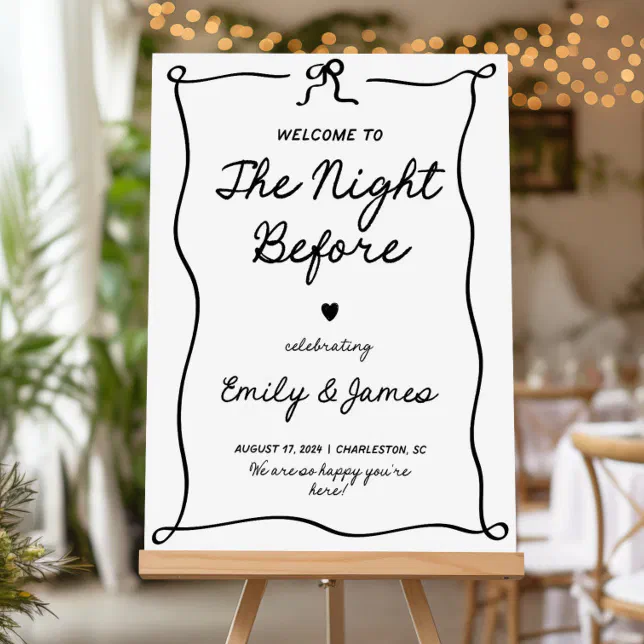 Getting Dinner Sign Rehearsal Dinner Welcome Sign, The Night Before Foam Board | Zazzle