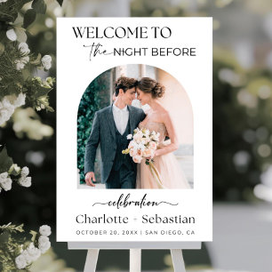 Rehearsal Dinner Welcome Sign with Photo: Boho Wed