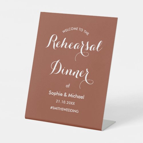 Rehearsal Dinner Welcome Terracotta Pedestal Sign