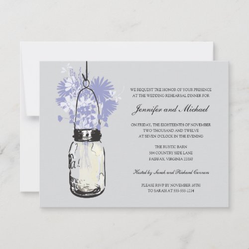 Rehearsal Dinner - Wild Flowers &amp; Mason Jar Personalized Invitations