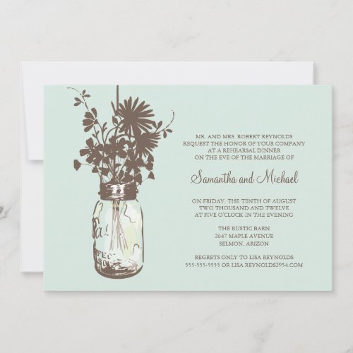 Rehearsal Dinner - Wild Flowers &amp; Mason Jar Invite