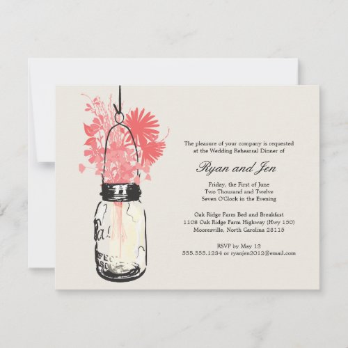 Rehearsal Dinner - Wild Flowers &amp; Mason Jar Custom Invites