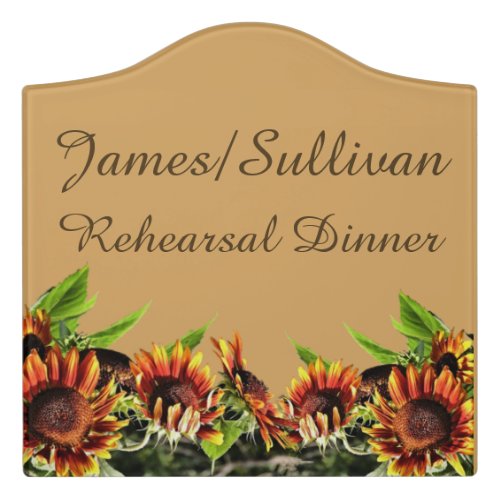 Rehearsal Dinner with Sunflowers Door Sign