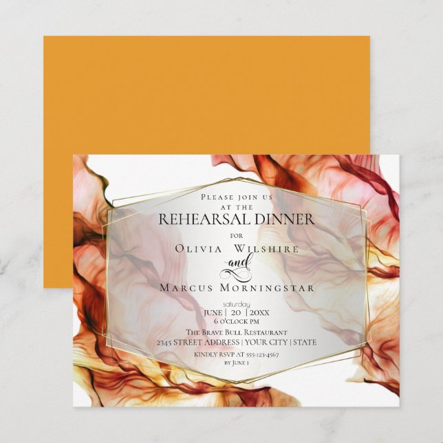REHEARSAL | Fluid Abstract Ink Autumn Colors 2 Invitation (Front/Back)