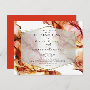REHEARSAL Fluid Abstract Ink Autumn Colors 4 Invitation