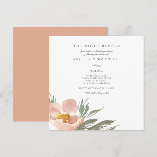 Rehearsal Invitations Watercolor Floral Greeney (Front/Back)