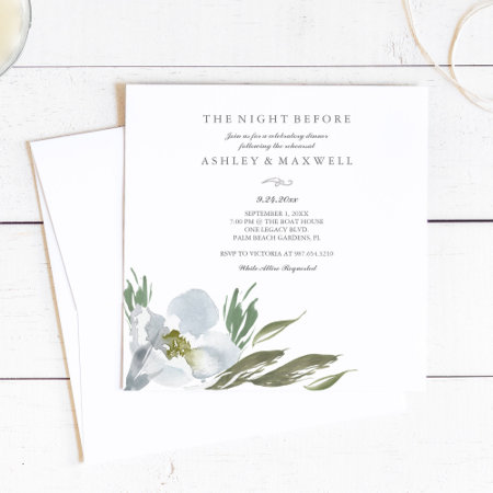 Rehearsal Invitations Watercolor Green And White