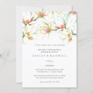 Rehearsal Invitations Watercolor White Magnolia
