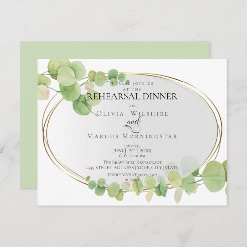 Rehearsal  Modern Springtime Eucalyptus Invitation