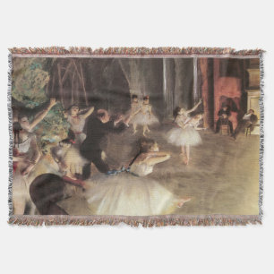 Rehearsal on the Stage by Edgar Degas Throw Blanket