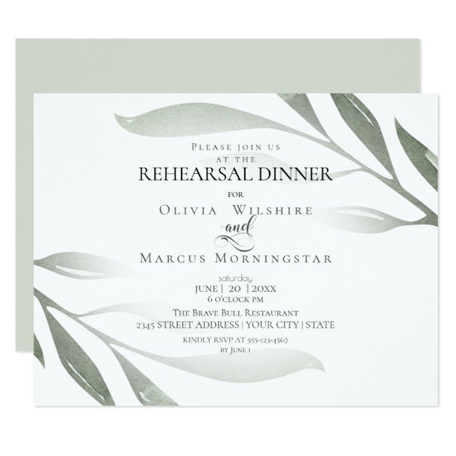 Rehearsal | Sage Green Olive Branch Watercolor Invitation