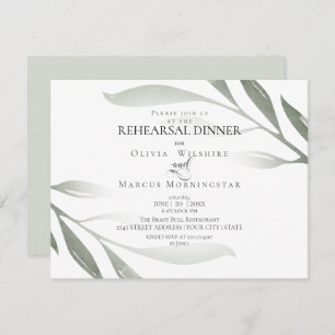 Rehearsal Sage Green Olive Branch Watercolor Invitation