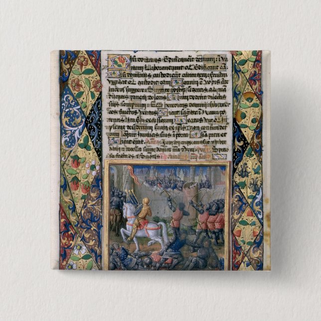 Rehoboam waging war against Jeroboam Button (Front)